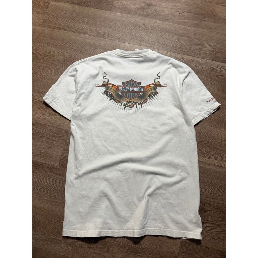 Harley Davidson Winged Eagle Graphic T Shirt White Y2K Biker Size Large - Picture 2 of 4